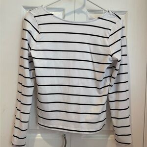Madewell Black and White Fitted Long Sleeve Tee